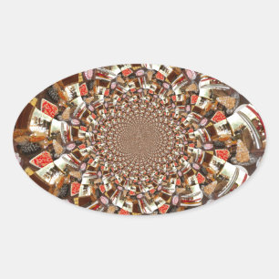 Sticker Ovale Vision psychédélique des teintes Brown
