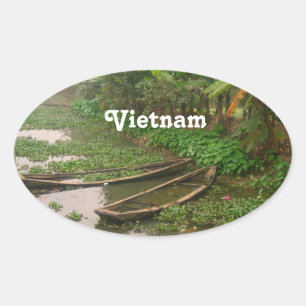 Sticker Ovale Voie navigable au Vietnam