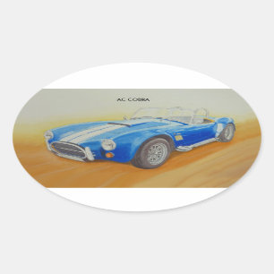 STICKER OVALE VOITURE DE SPORT CLASSIQUE BLEUE À C.A.