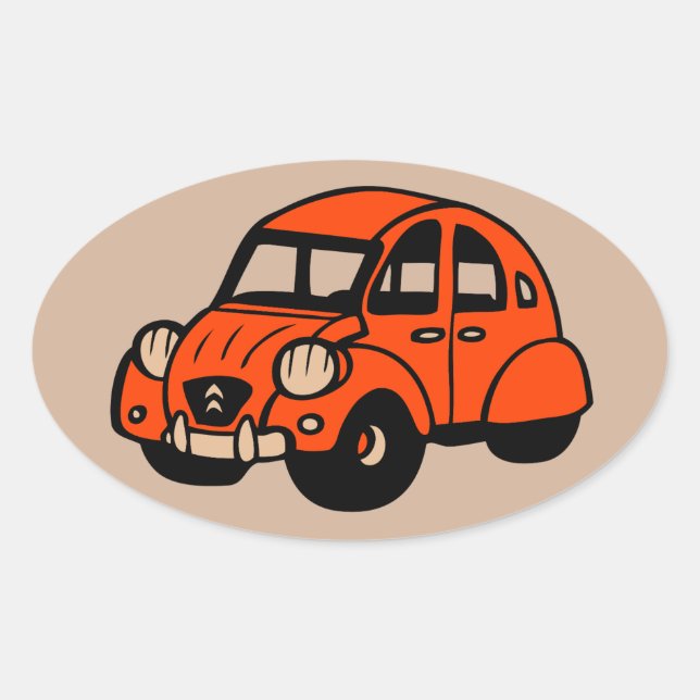 Sticker Ovale voiture française vintage de 2 cv (Devant)