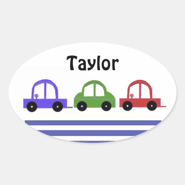 Sticker Ovale Voitures de course et bandes (Devant)