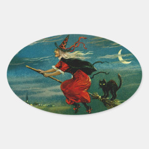 Sticker Ovale Vol Halloween
