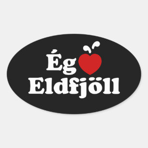 Sticker Ovale Volcans I Heart (Love) [Ég Elska Eldfjöll]
