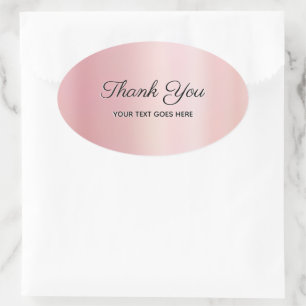Sticker Ovale Votre texte personnalisé Merci Élégant Glam Rose G