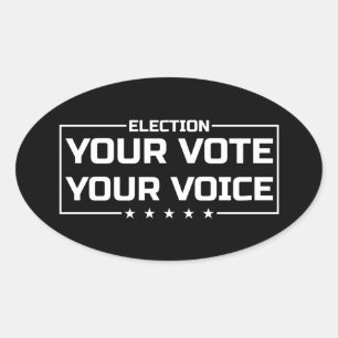 Sticker Ovale Votre Vote Votre Voix police blanche