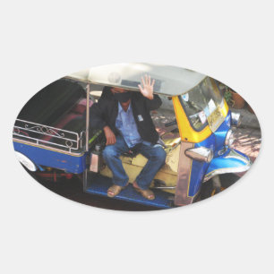 Sticker Ovale Vous voulez TAXI TUK-TUK ?