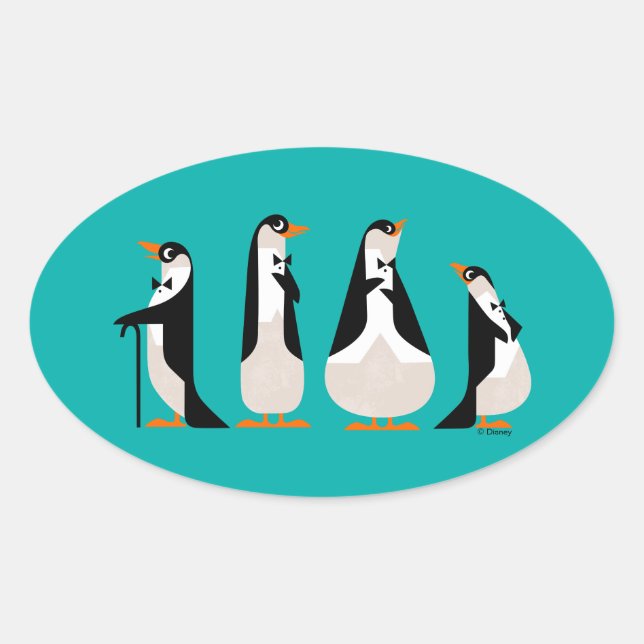 Sticker Ovale Waiters pingouins (Devant)