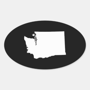 Sticker Ovale Washington en blanc et noir