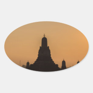Sticker Ovale Wat Arun temple Silhouette Thaïlande Bangkok au so