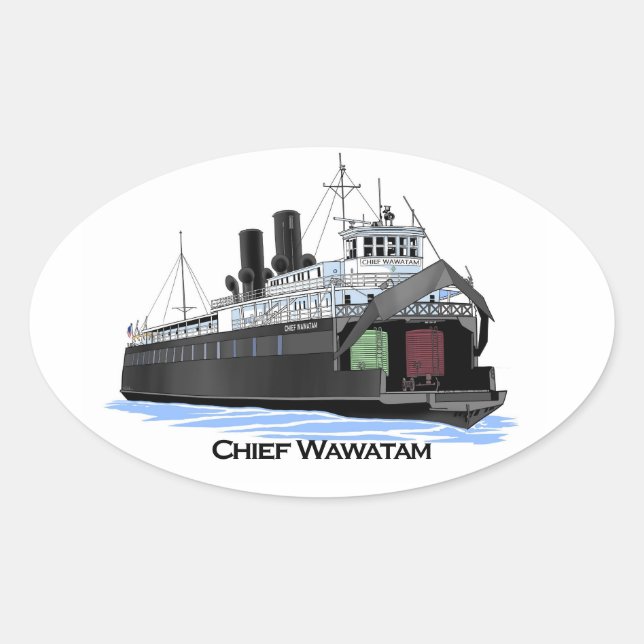Sticker Ovale Wawatam, chef des traversiers des Grands Lacs (Devant)