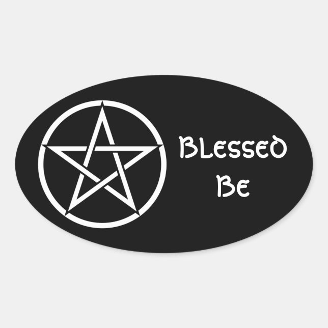 Sticker Ovale Wiccan et Magick Pentagram Pentacle - M1 (Devant)