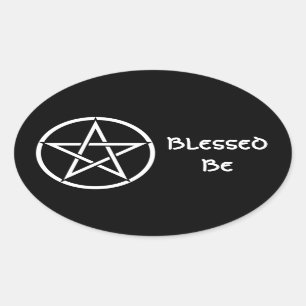 Sticker Ovale Wiccan et Magick Pentagram Pentacle - M1