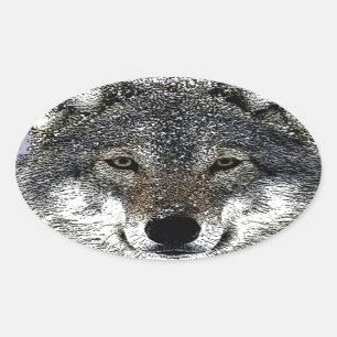 Sticker Ovale Wolf Eyes