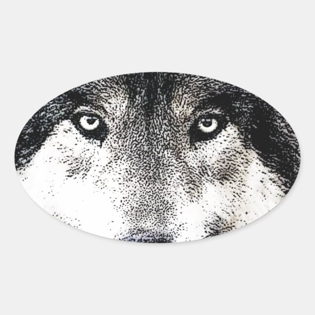 Sticker Ovale Wolf Eyes (Devant)