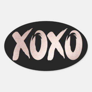 Sticker Ovale XOXO rose pâle Script de brosse lettres main