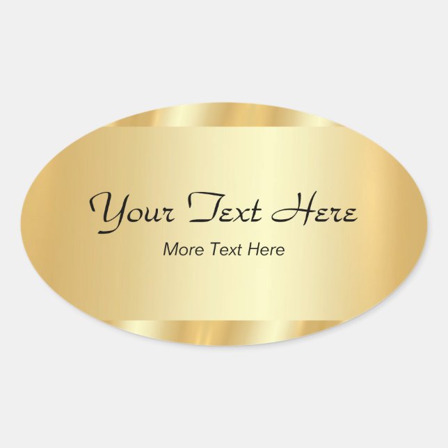 Sticker Ovale Your Custom Text Elegant Script Template Gold (Devant)