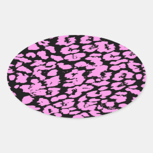 Sticker Ovale Zones animales roses