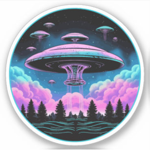 Sticker OVNI Aliens Invasion esthétique