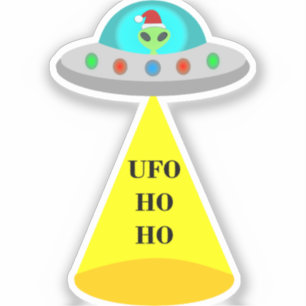 Sticker OVNI de Noël Ho Ho Alien soucoupe volante