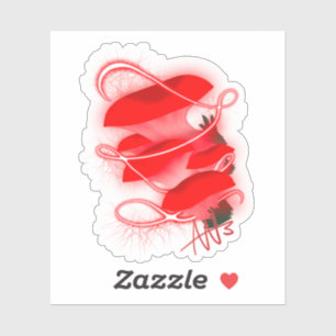 Sticker Oyster Enchantée Luant Champhroom Rouge Coupe Pers