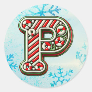 Sticker "P" de Noël sucre de canne, Stripes festiv