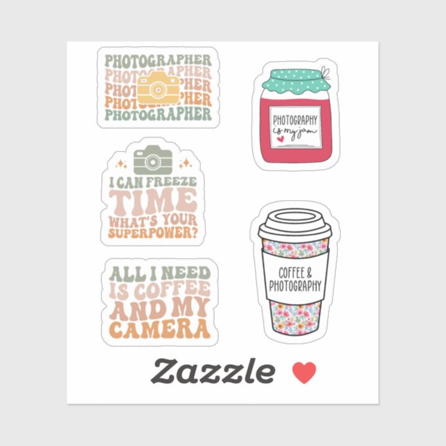 Sticker Pack Camera Photographe, jolie photo (Feuille)