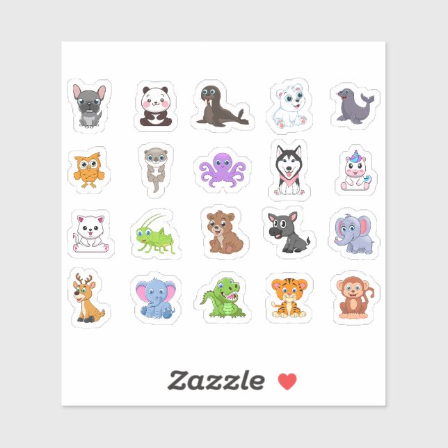 Sticker [Pack] Couper les animaux | Domesticted & Wild Ado (Feuille)