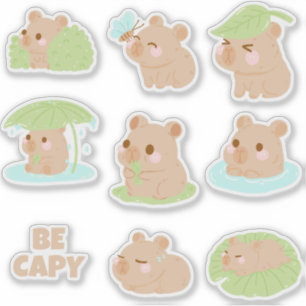 Sticker Pack d'autocollants de capybara kawaii mignon