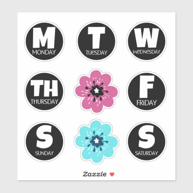 Sticker Pack d'autocollants Jours de la semaine (Feuille)