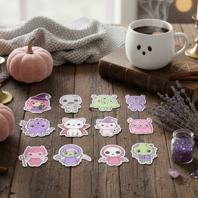 Sticker Pack d'autocollants Kawaii Pastel Monster (Adorable Ghouls, Witches & Critters)