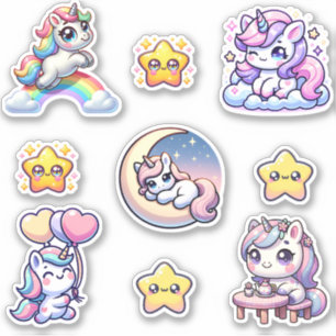 Sticker Pack d'autocollants pour Imaginaires Kawaii Unicor