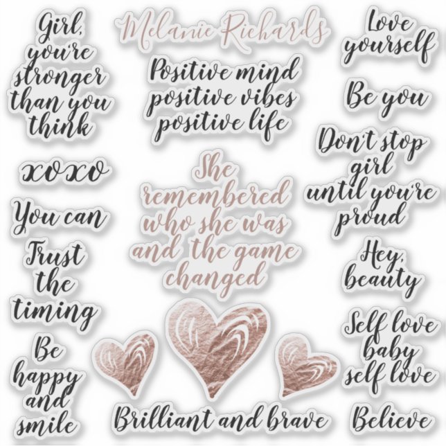 Sticker Pack de devis motivationnels Faux Rose Gold (Devant)