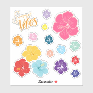 Sticker Pack de fleurs d'Hibiscus tropical et ambiance est
