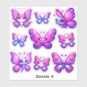 Sticker pack de papillons violets vibrants