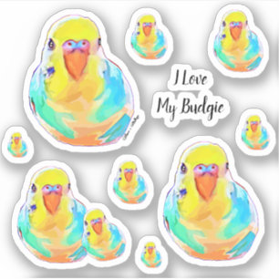 Sticker Pack de valeur Budget Parakeet I Love Budgie Bird