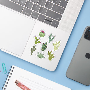 Sticker Pack d'illustrations aquarelles de jardin de cactu