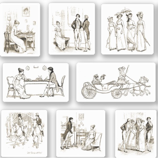 Sticker Pack d'illustrations de livre beige Fierté et Préj (Devant)