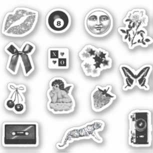 Sticker Pack esthétique mignon Fille Noir Blanc