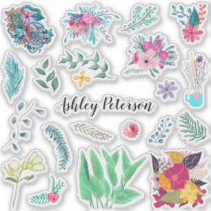 Sticker Pack floral   Monographie moderne de fleurs tendan