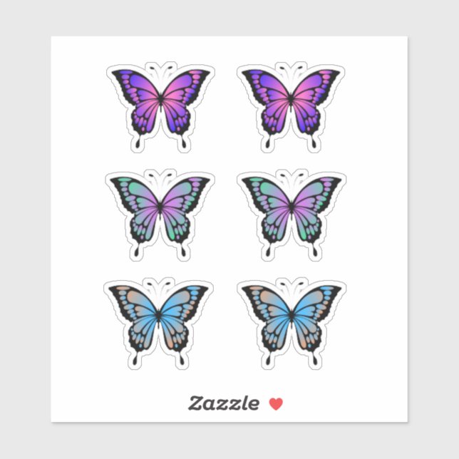 Sticker Pack papillon d'été coloré (Feuille)