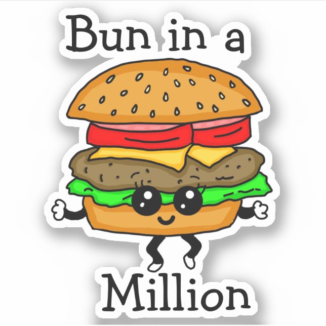Sticker Pain hamburger Bun dans un million de pun (Devant)