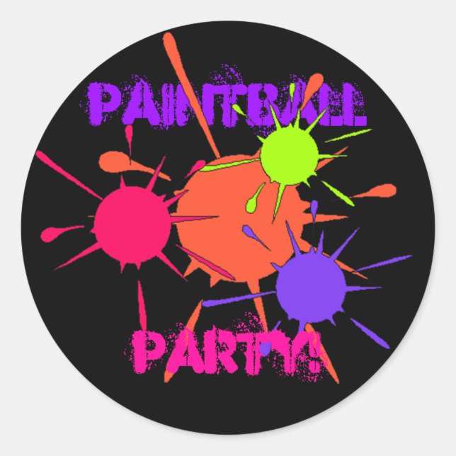 Sticker Paintball Party Colorful Splates Peinture (Devant)