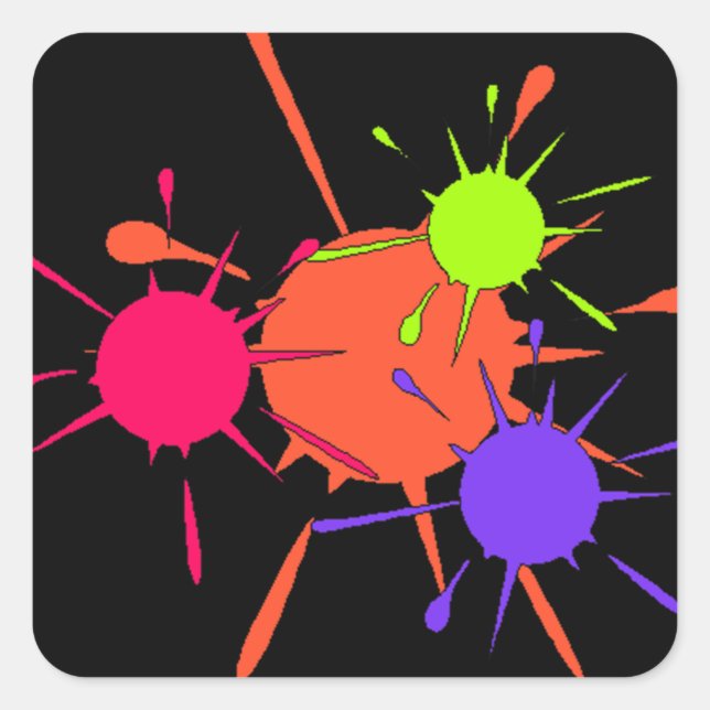 Sticker Paintball Party Colourful Splatters Paint (Front)