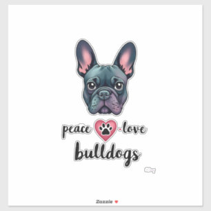 Sticker Paix Amour Bouledogues Galaxie Vintage Bouledogue 