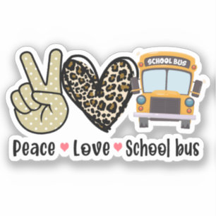 Sticker Paix, Amour, Bus scolaire