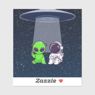 Sticker Paix avec l'Alien et l'astronaute sur Decal