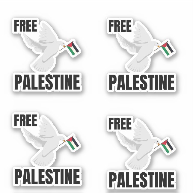 STICKER PALESTINE LIBRE AVEC PAIX DOVE (Devant)