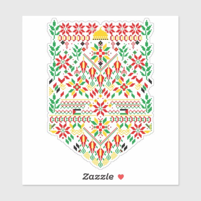 Sticker Palestine Tatreez Broderie traditionnelle (Feuille)