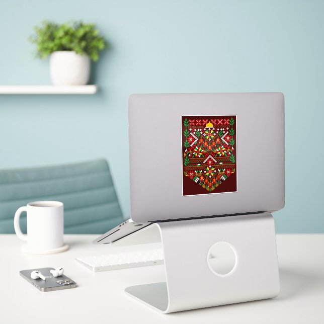Sticker Palestine Tatreez Broderie traditionnelle (Ordinateur portable sur le bureau)