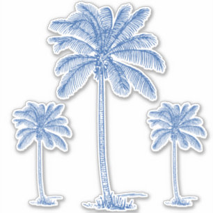 Sticker Palmetto Palmiers du littoral bleu de Preppy